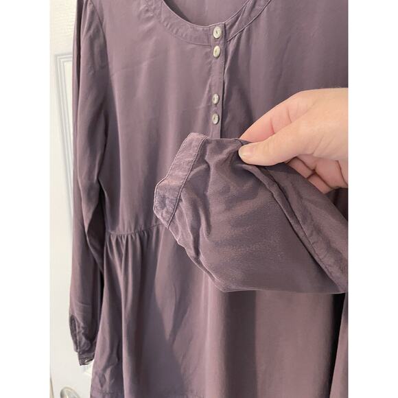 J Jill Women Size S Petite Tunic Blouse 100% Silk Dusty Purple Pockets Buttons - Picture 3 of 8